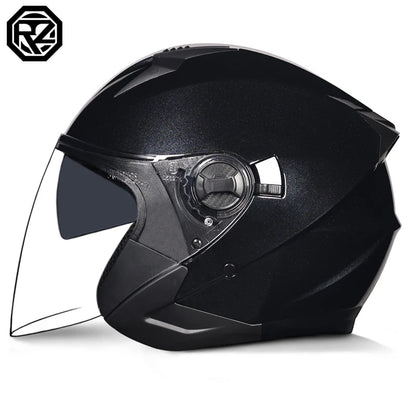 ORZ Motorcycle Helmet Half Face Double Lens Moto Four Seasons Men Women Street Fashion Helmet Capacete De Moto Safety