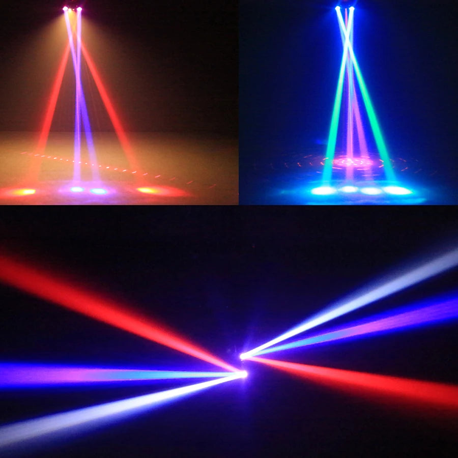 Ybeiyuan New LED Rotating Laser Beam Strobe 3-in-1 Disco Light DMX512 DJ Bar Club Party Wedding Christmas Effect Stage Light