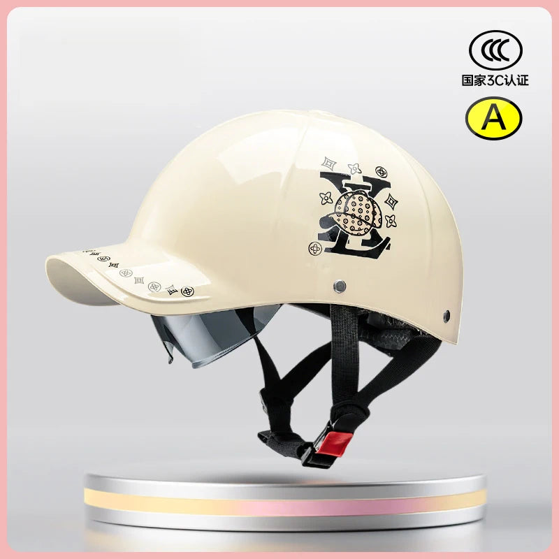 New Cafe Racer Chopper Scooter Safety Hard Hat Half Face Vintage Summer Cap Motorcycle Half Helmet Baseball Cap Style