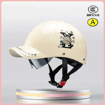 New Cafe Racer Chopper Scooter Safety Hard Hat Half Face Vintage Summer Cap Motorcycle Half Helmet Baseball Cap Style