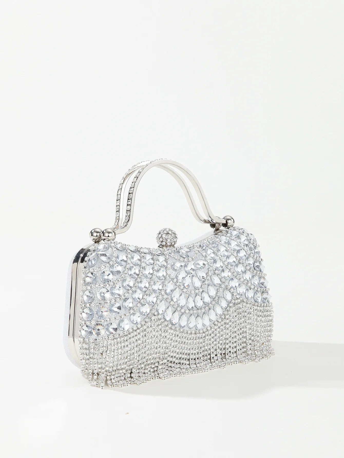 Gorgeous and Shiny Diamonds Rhinestones Tassels Handle Evening Bags for Party and Wedding Clutch Purse Designer Bags Handbags
