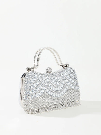 Gorgeous and Shiny Diamonds Rhinestones Tassels Handle Evening Bags for Party and Wedding Clutch Purse Designer Bags Handbags