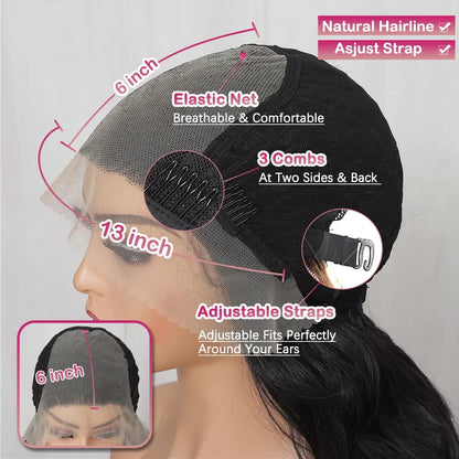 X-TRESS Synthetic Lace Front Hair Wigs for Women 32inch Long Loose Wave Black Color 13X6 Lace Frontal Wig with Natural Baby Hair