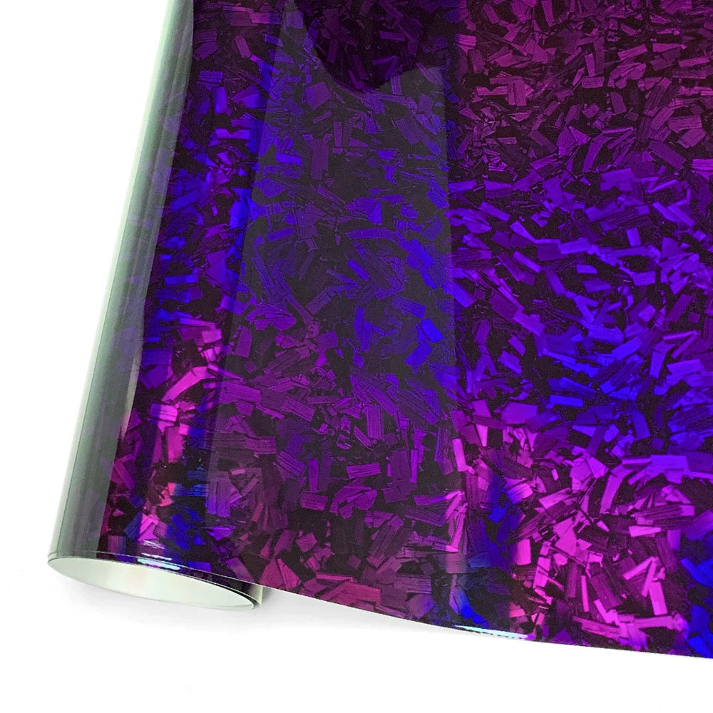 Car Vinyl Wrapping Carbon Fiber Foil Motorcycle Sticker Glossy PET Laser Purple Waterproof Vinyl Bubble-free for Car Film Cover