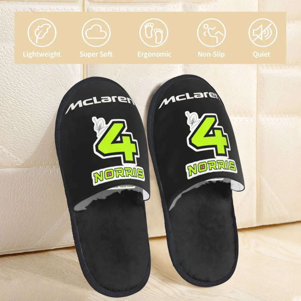 Custom British Lando Norris Racing Driver Guest Slippers for Spa Women House Slipper