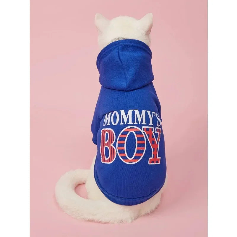 Pet Clothes for Dog Cat Puppy Hoodies Coat MOMMY'S BOY Sweatshirt Dog  Outfits for Small Medium Dog Cat