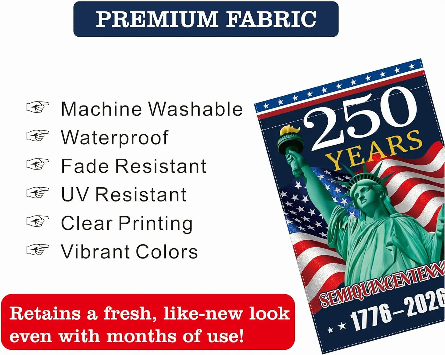 250th Anniversary USA Garden Flag, American 250th Patriotic Double Sided Outdoor Banner, 1776-2026 Semiquincentennial Americ YYQ