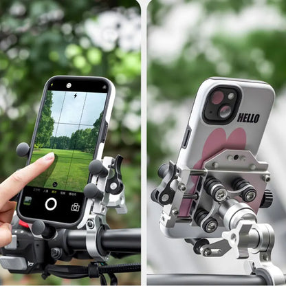 Universal Alloy Motorcycle Phone Holder 360° Adjustable Shock Absorption Motorcycle Mobile Stand Motos Bike Navigation Bracket