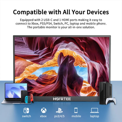 HGFRTEE 16inch Touch Portable Monitor 100%sRGB 350Cd/m² External Second Display For Laptop Screen,Touch/no Touch optional