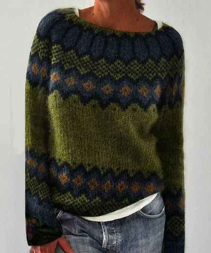 2025 Spring Knitted Women Sweater Print O-neck Long Sleeve Casual Loose Sweaters Female Winter Elegant Trendy Ladies Clothes