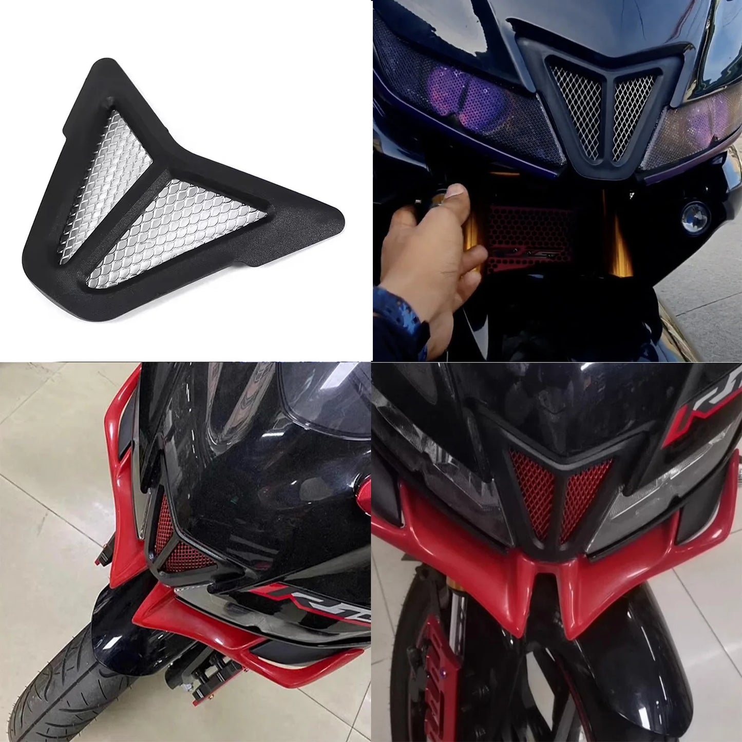 Dirt bike accessories moto decorative air Inlet Head Cover Aluminum Mesh Intake Guard Protector for Yamaha R15-V3 2017-2020