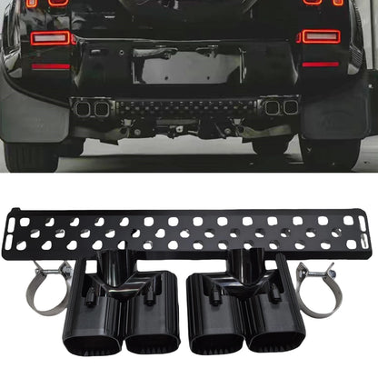 For Land Rover Defender 90 110 130 3.0L 2020-2025 Rear Bumper Lower Guard Plate Grille Mesh Cover Panel+Muffler Tip Exhaust Pipe