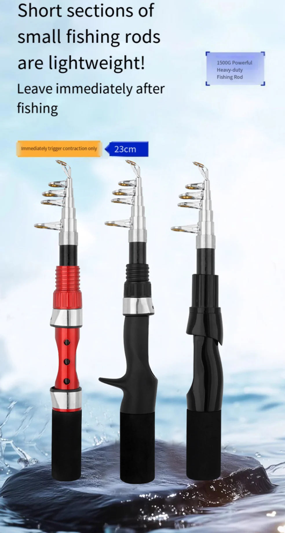 1.15m Portable Mini Telescopic Short Spinning Fishing Pole Pocket Travel Fishing Rod For Saltwater Freshwater Fishing Accessorie