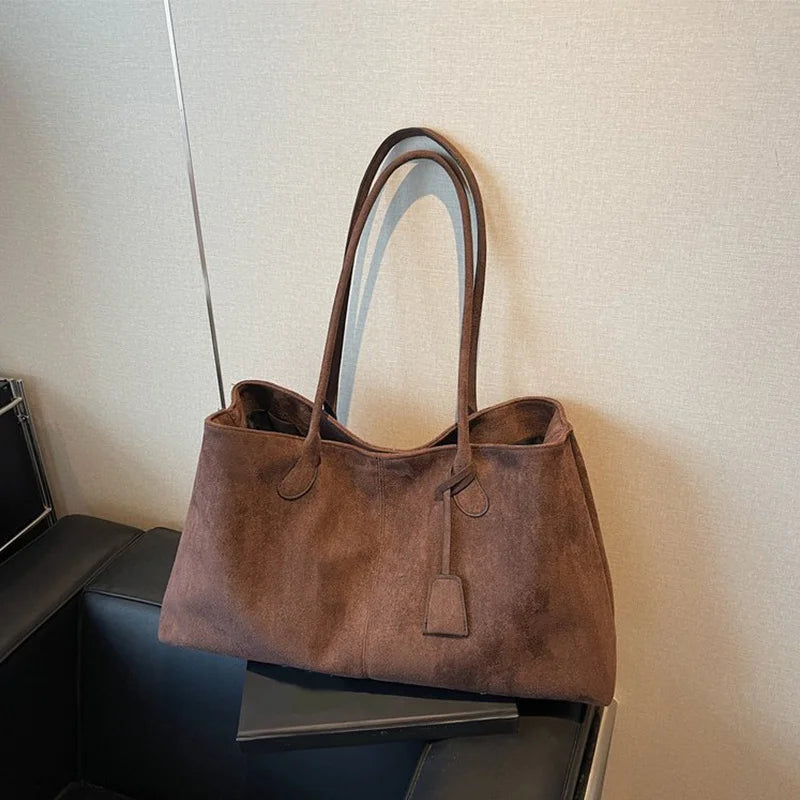 Elegant Shoulder Bag Pouch Suede Shoulder Bag Korean Style Storage Suede Handbag Suede Bucket Bag All-match Underarm Tote Bag