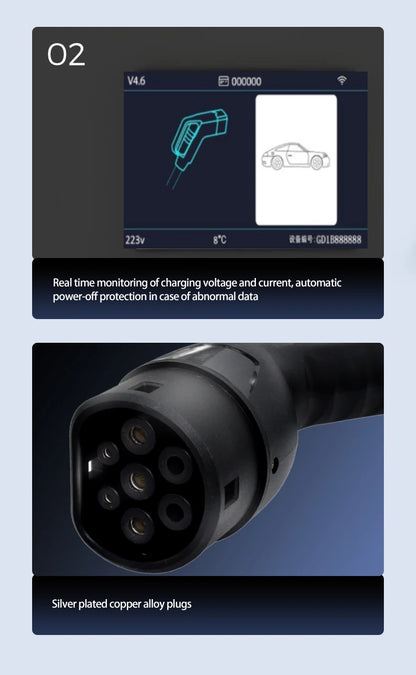 JIGU 1-phase 7kw 32A Type 2 Electric Vehicle Charging Station 3-phase 11KW 22KW EV Charger WIFI Bluetooth Wallbox Car Charger