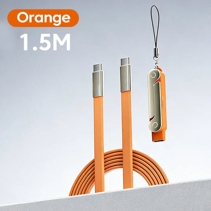 2-IN-1 Type-C Cable Foldable Mobile Phone Holder 240W Fast Charging Data Cable USB C TO USB C Phone Charge Bracket Dual PD cable