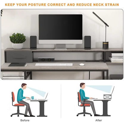 Home Office Desks with Drawers, 66'' Computer Desk with Storage, Office Desk with Monitor Stand, Work Desk with, Customized