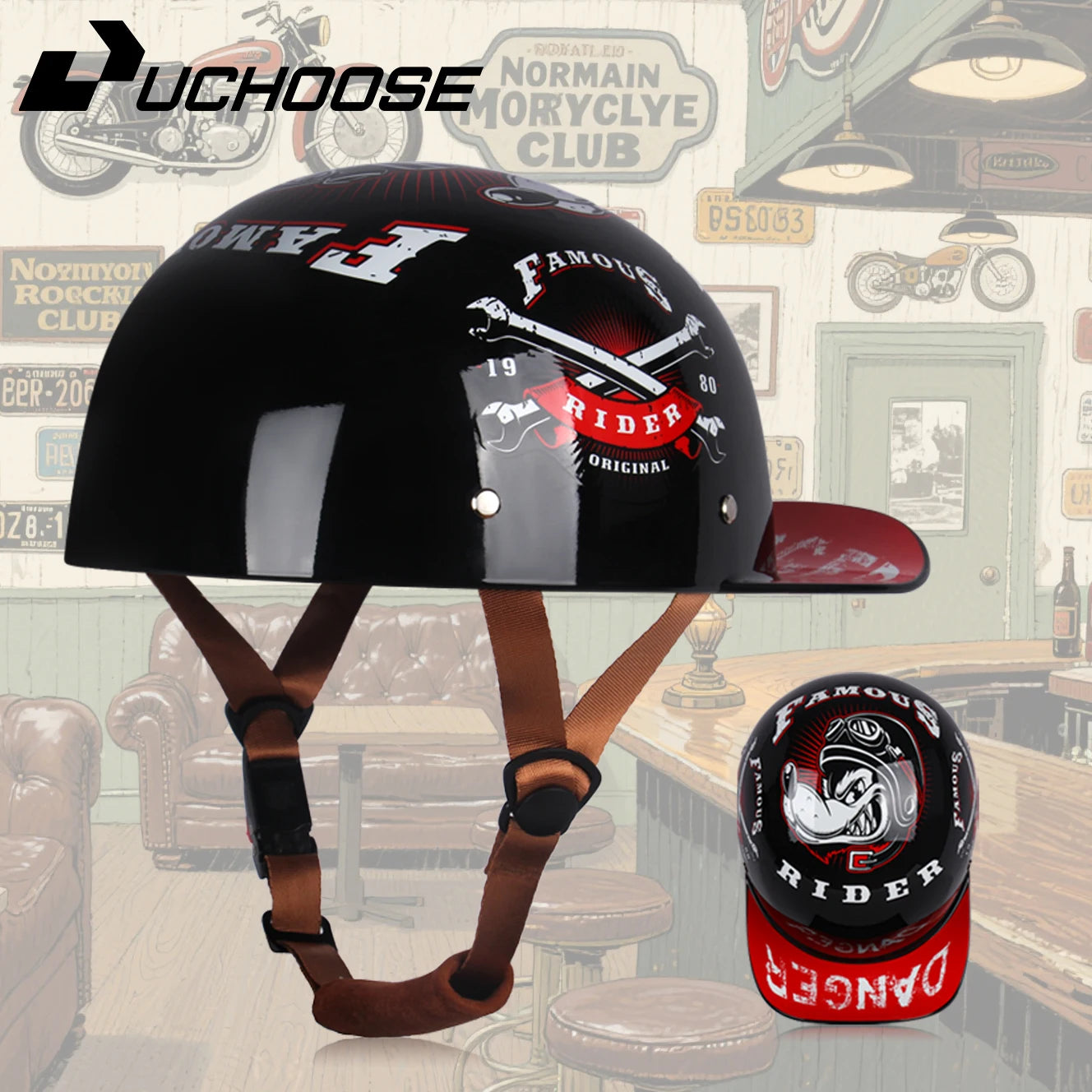 Vintage men's baseball caps motorcycle retro helmets ladybug helmets electric car baseball caps half helmets