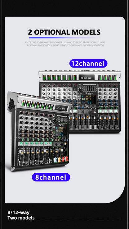 FUHAM RI808/1208 Professional 8/12 Channel 99DSP Mixer 48V Phantom Power USB Recording Studio Karaoke Bluetooth DJ Console Mixer