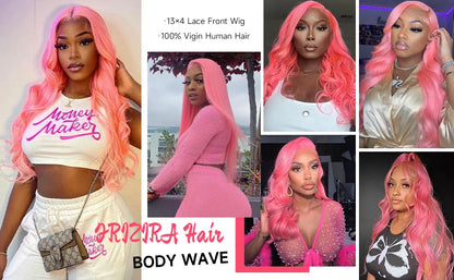 30 32 Inch Pink Body Wave Human Hair Wigs 13x6 HD Lace Frontal Wig 613 Colored Wig Human Hair Brazilian Human Hair Wigs