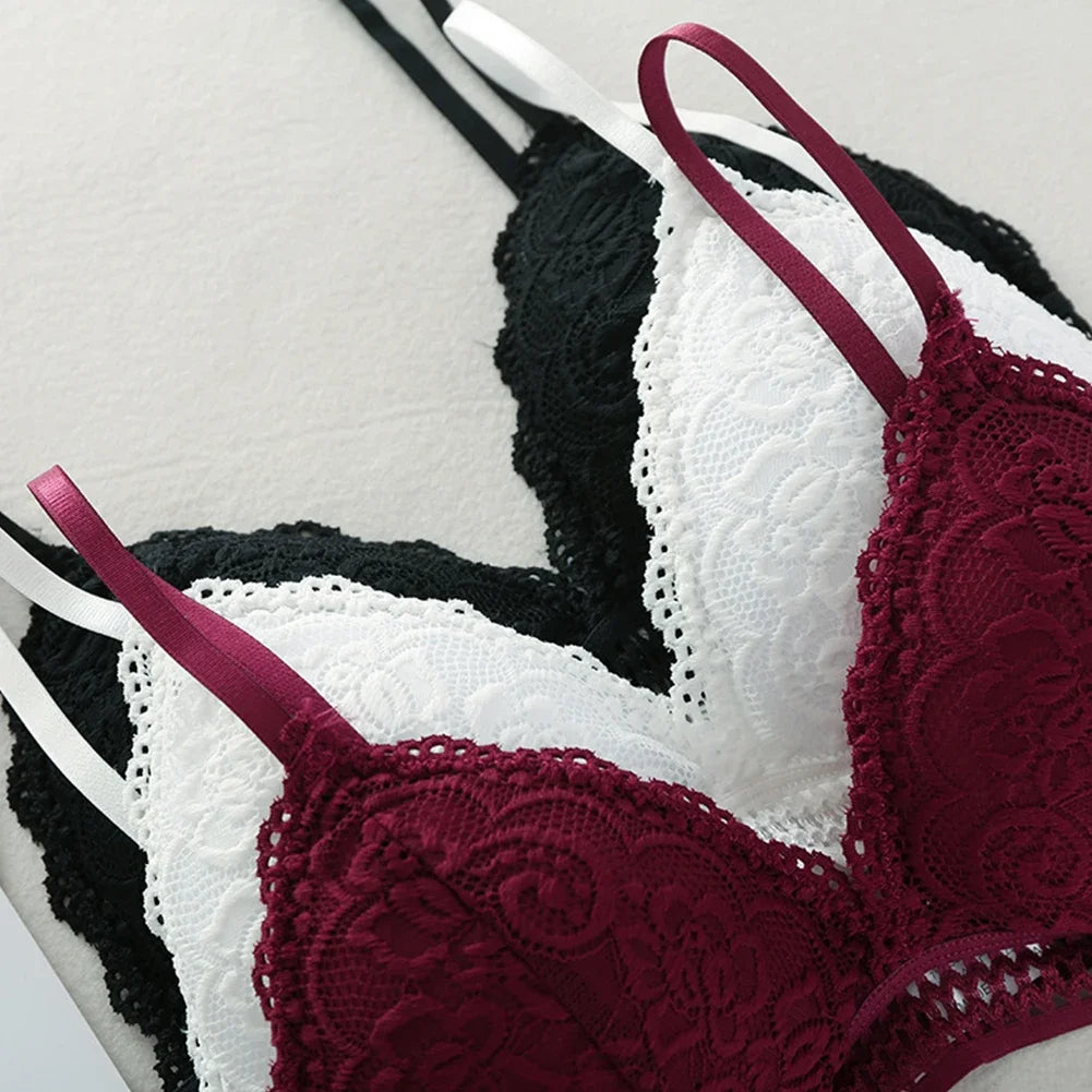 New Lace Sexy Lingerie Wireless Bra for Women Padded Push Up Bralette Female Brassiere Soft Backless Fashion Bras Underwear