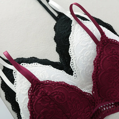 New Lace Sexy Lingerie Wireless Bra for Women Padded Push Up Bralette Female Brassiere Soft Backless Fashion Bras Underwear