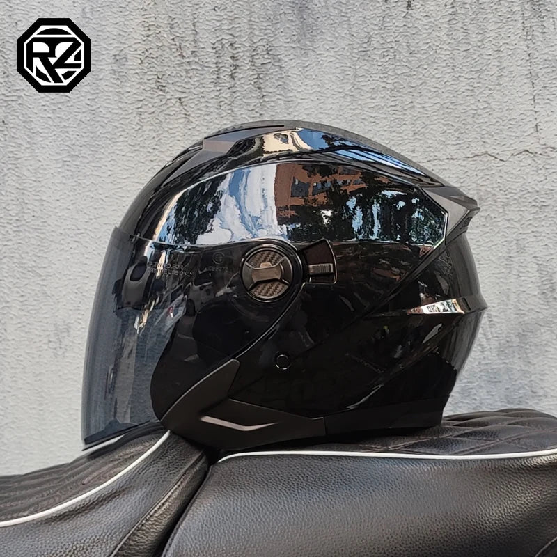 ORZ Motorcycle Helmet Half Face Double Lens Moto Four Seasons Men Women Street Fashion Helmet Capacete De Moto Safety