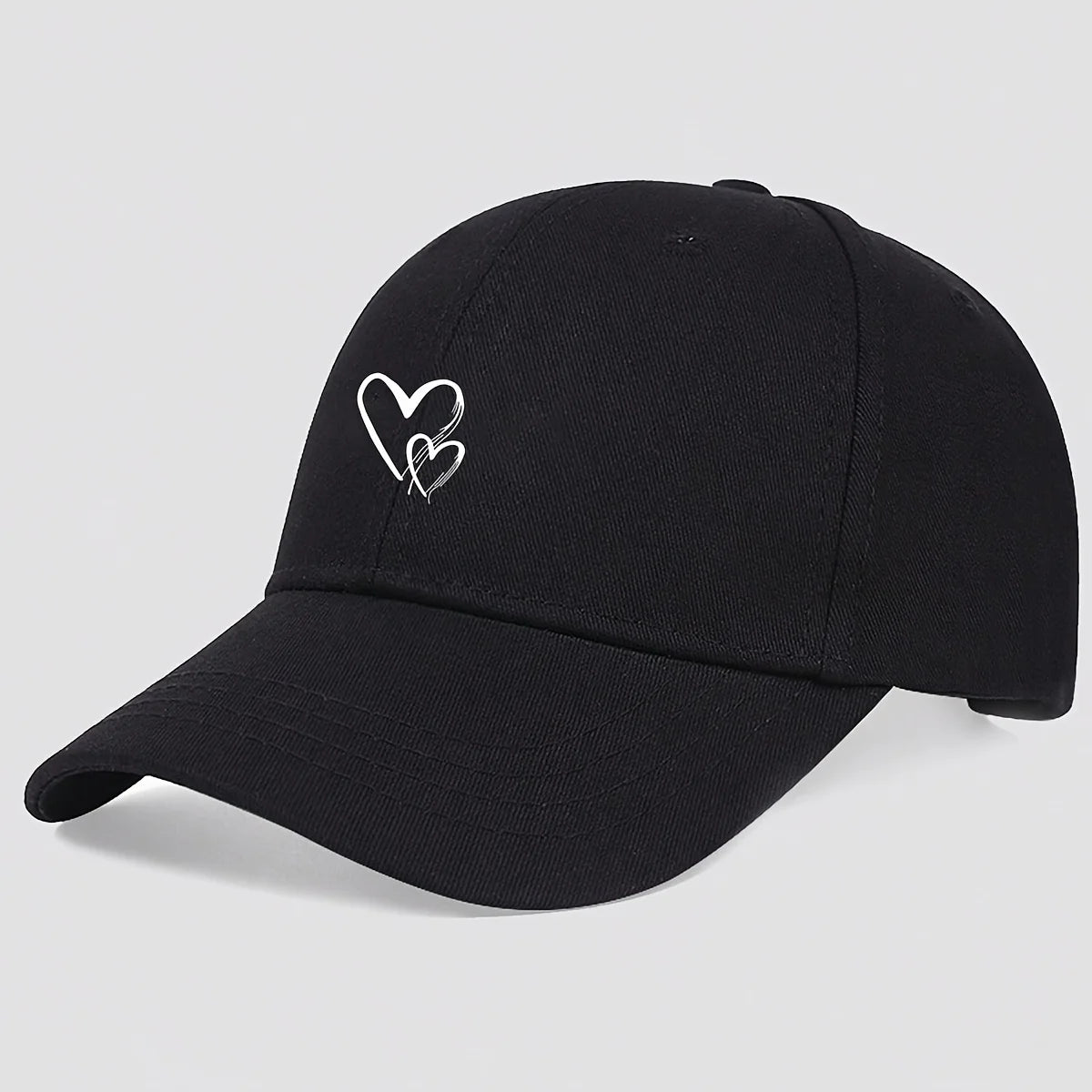 Heart-shaped printed baseball caps, Korean-style baseball caps, outdoor sun hats, all-season hats for both men and women