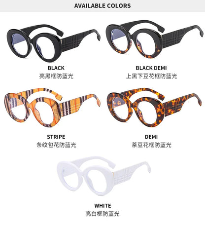 Retro Stripe Yellow Anti Blue Light Glasses For Women 2025 Luxury Brand Large Round Eyeglasses Frame Retro Transparent Glasses