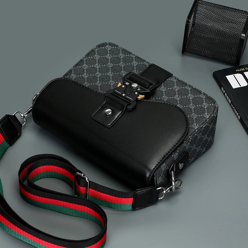 Fashionable Jacquard Pattern Men's Crossbody Bag High-End Casual Shoulder Bag for Commuting Business Waterproof Daily Sling Bag