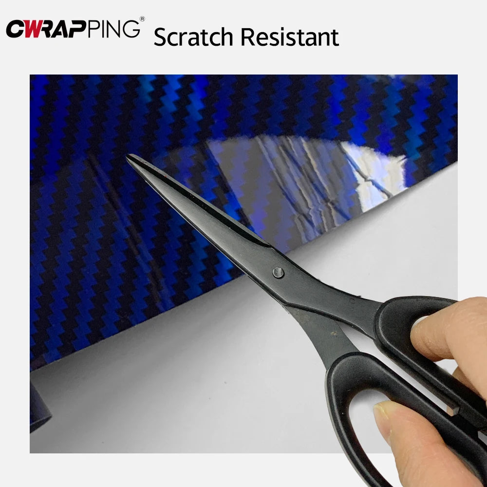 Laser Blue Carbon Fiber Car Stickers Glossy Holographic Color Change Film Self-Adhesive Vinyl Car Wrap Cover Air Release Foil