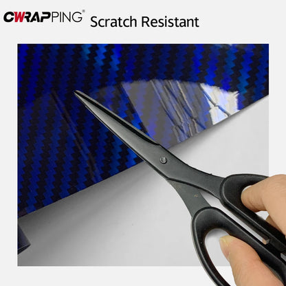 Laser Blue Carbon Fiber Car Stickers Glossy Holographic Color Change Film Self-Adhesive Vinyl Car Wrap Cover Air Release Foil