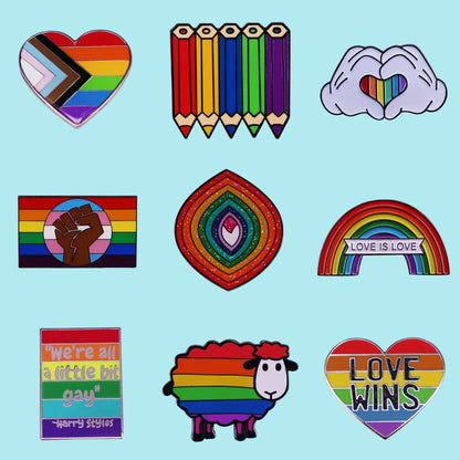 LGBT Gay Pride Rainbow Flag Heart Enamel Pins Fashion Lapel Metal Badges Backpack Brooches Proudly Go Purride Pin Wholesale