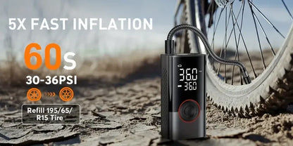 LEIBOO 150PSI Smart Air Pump Tire Inflator Portable Air Compressor with Digital Pressure Gauge for Car Bike Motorcycle Ball