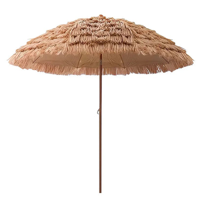 63inch Thatched Garden Umbrella with Tripod Base Beach Umbrella Outdoor Tiki Patio Umbrella for Garden, Lawn, Deck, Backyar