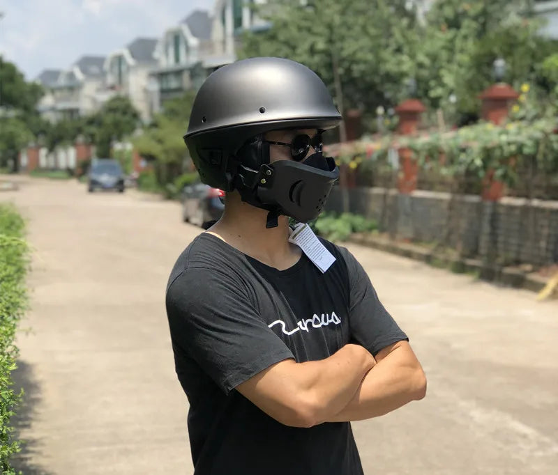 Malakas na lokomotiko buong helmet retro motorsiklo helmet rogue kumbinasyon kalahating helmet