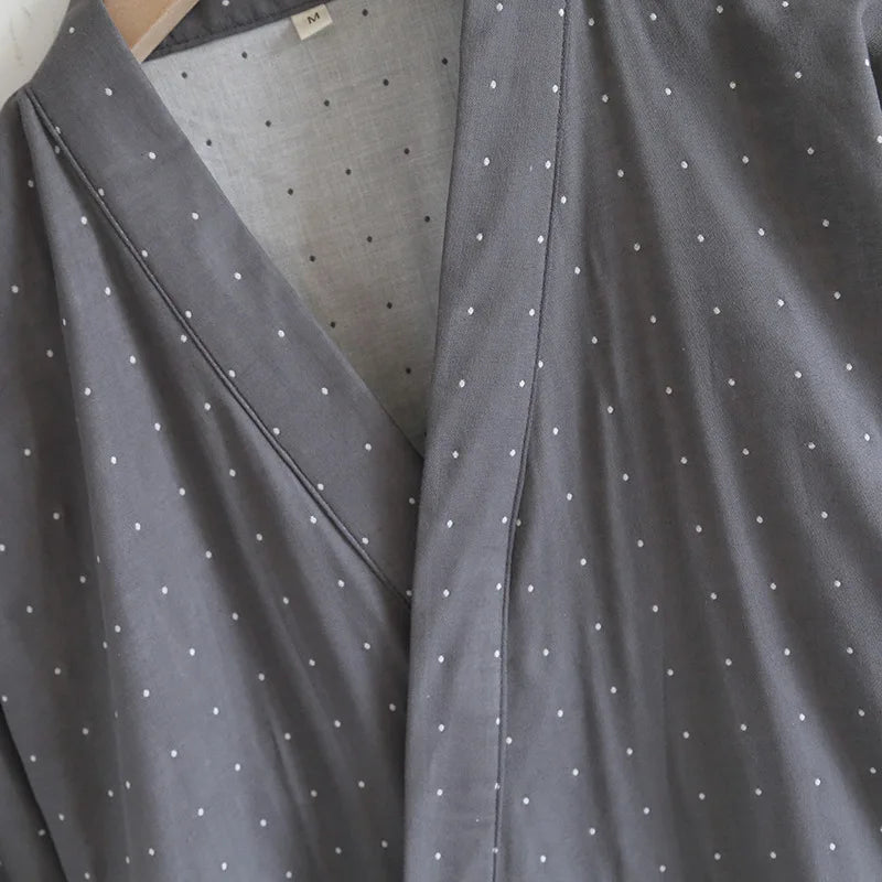 Kimono Robes Pajamas Set for Spring Autumn and Summer Thin Men's Cotton Loose Fit Large Size Half Sleeve Sleepwear Set