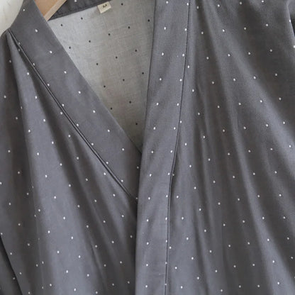 Kimono Robes Pajamas Set for Spring Autumn and Summer Thin Men's Cotton Loose Fit Large Size Half Sleeve Sleepwear Set