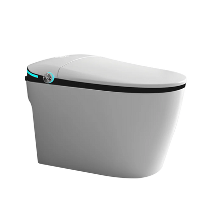 Luxury Smart Toilet with Bidet Seat Built-in, Intelligent Toilet Auto Open/Close Seat, Foot Sensor, LED Display,Night Light