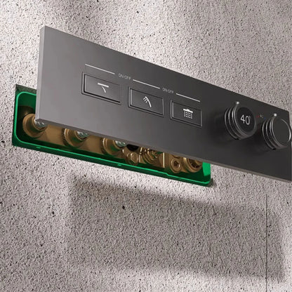 Luxury brass gun gray wall mounted shower system, wall mounted design with constant temperature LED digital display bathroom Tap