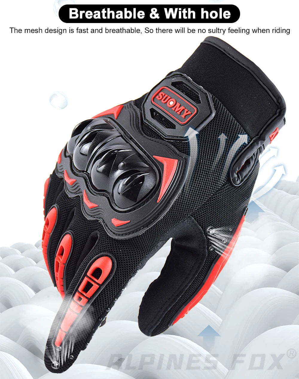 VEMAR Summer Motorcycle Gloves Men Black Full Finger Touchscreen Cycling ATV MTB Guantes Moto Luvas Bike Riding Glove Women Red