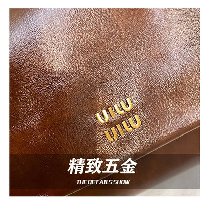 2025 Women‘s Bag Retro PU Leather Underarm Bag autumn and winter Large capacity Commuting Folded Chain Shoulder Bucket Tote Bag