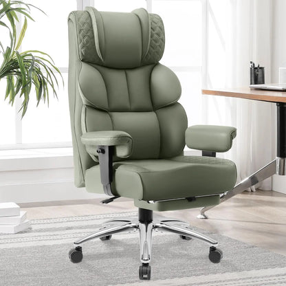Office Desk Chair, Big and Tall Leather Gaming Chair with Footrest, Wide Ergonomic Comfy Executive High-Back, Customized