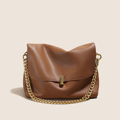 Toptrends Genuine Leather Large Chain Shoulder For Women 2026 Luxury Designer Office Messenger Bags Satchel Cow Ladies Handbags