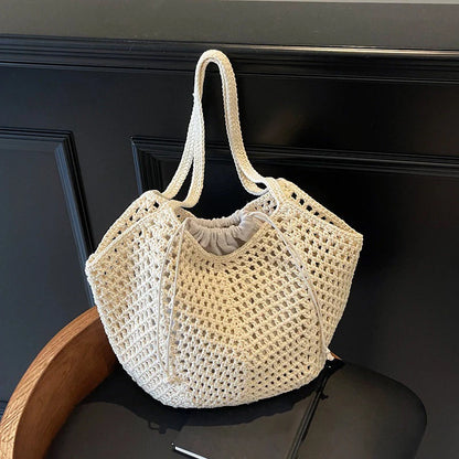 Chic Simple Lady Large Capacity Shoulder Bags Shopping Beach Bag for Women Casual Straw Woven Tote Bag Female Handbag Purses