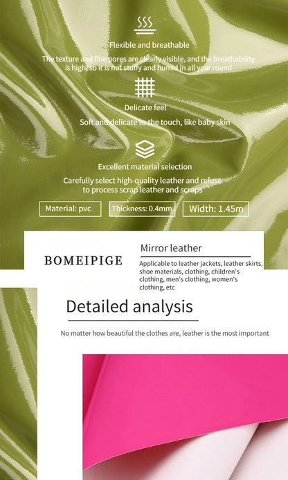 Pvc Patent Leather Fabric By The Meter for Jacket Skirt Bag Clothes Diy Sewing Cloth Waterproof Slightly Hard Wearable Glossy