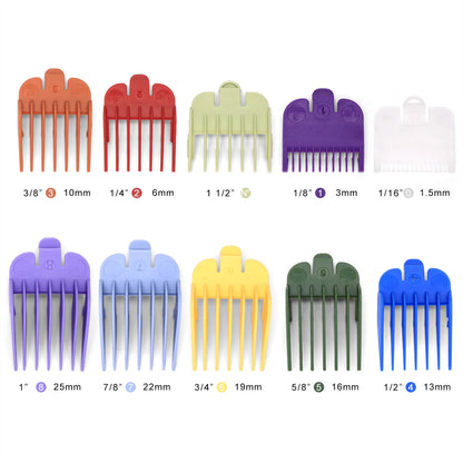 10PCS 1.5mm-25mm Hair Clipper Limit Comb Guide Attachment Set with Storage Tray Hair Clipper Shaver Haircut Accessories