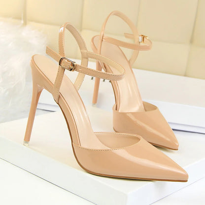 Fashion Buckle Strap Pumps Women Sexy Pointed Toe Shallow High Heels Sandals Prom Wedding Party Stripper Shoes Tacones Mujer