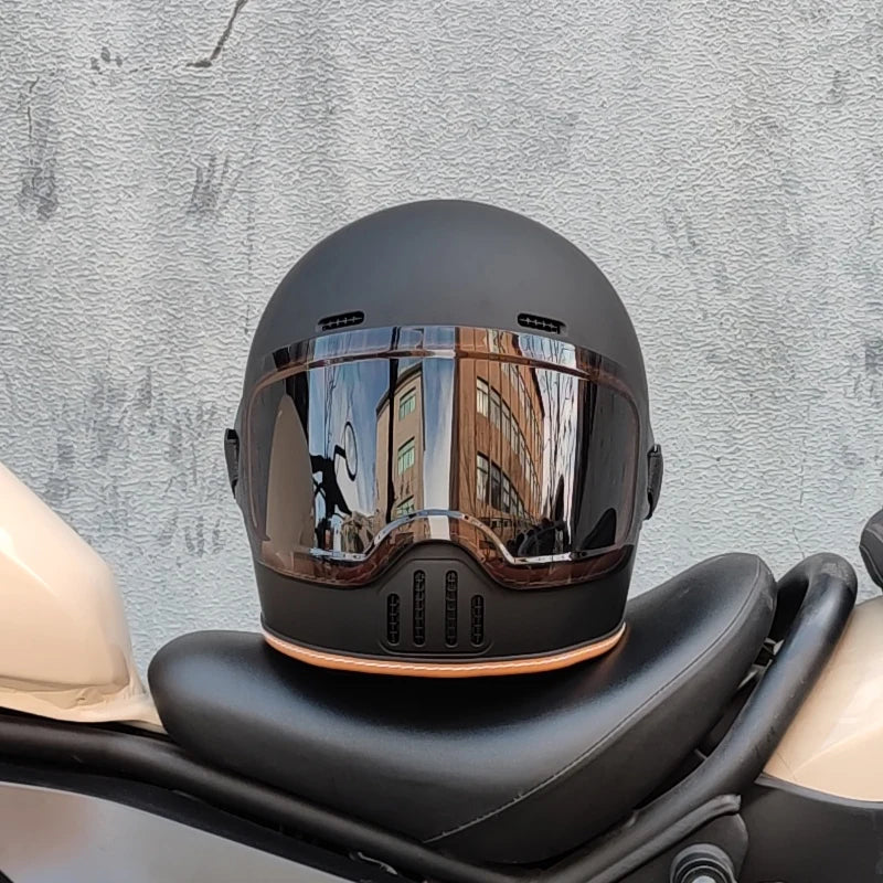 ORZ Retro Motorcycle Helmet Full Face Cruising Motorcycle Helmet Four Seasons Couple Street Pig Nose Helmet DOT Approved 729