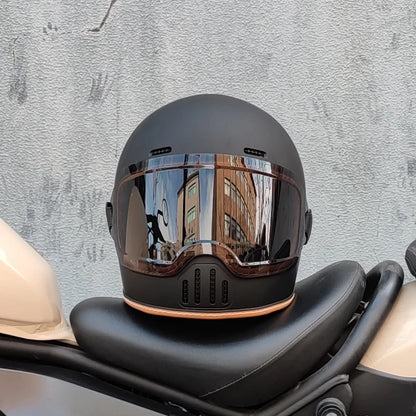 ORZ Retro Motorcycle Helmet Full Face Cruising Motorcycle Helmet Four Seasons Couple Street Pig Nose Helmet DOT Approved 729